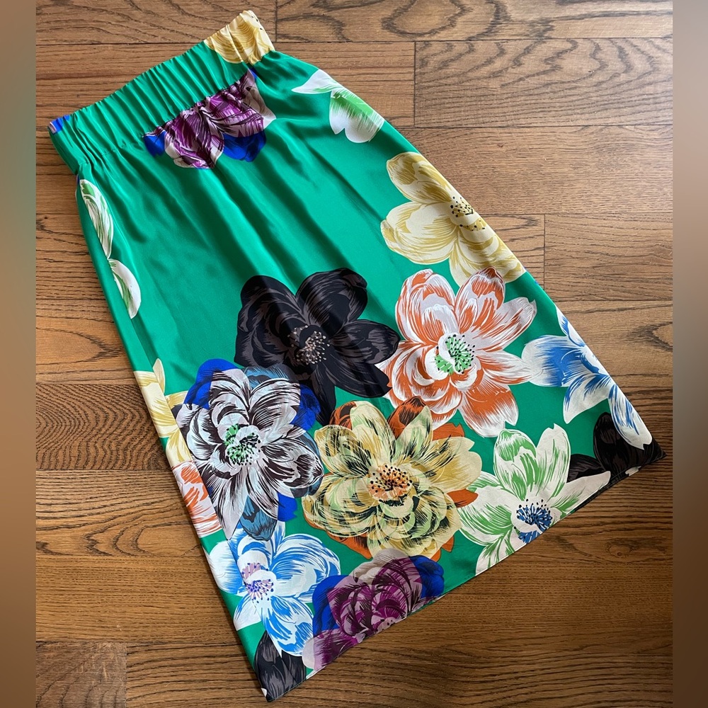 Anthropologie Silk Floral Skirt - Petite XS